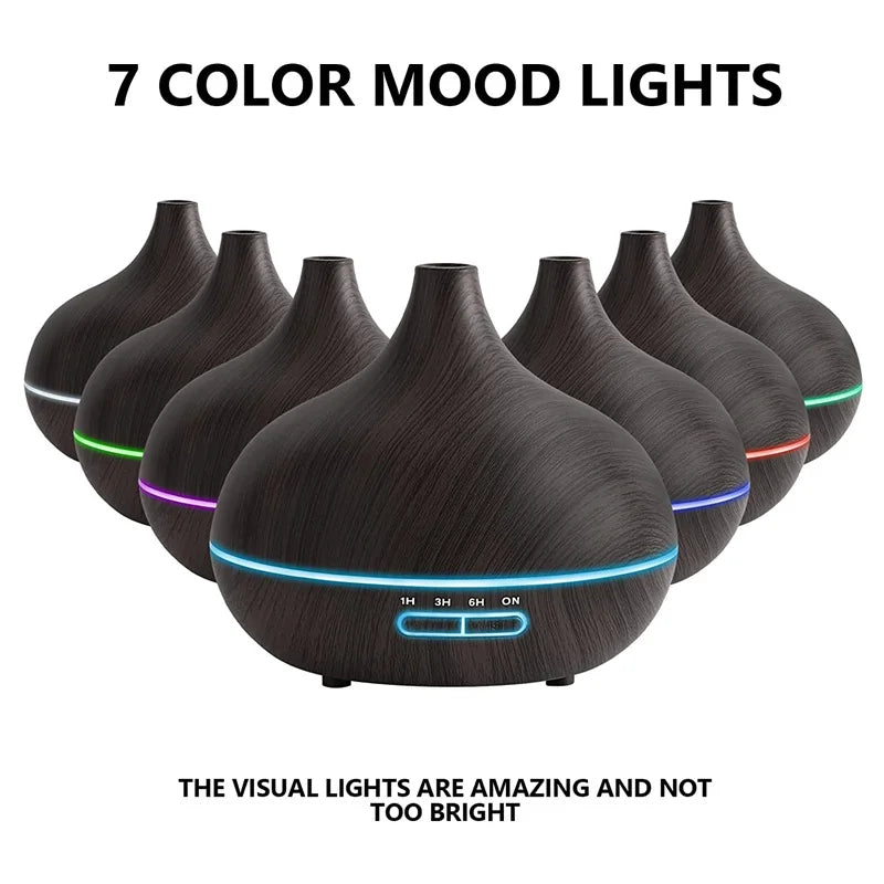 550ml Essential Oil Diffuser with 7 Color LED Lights & Remote Control