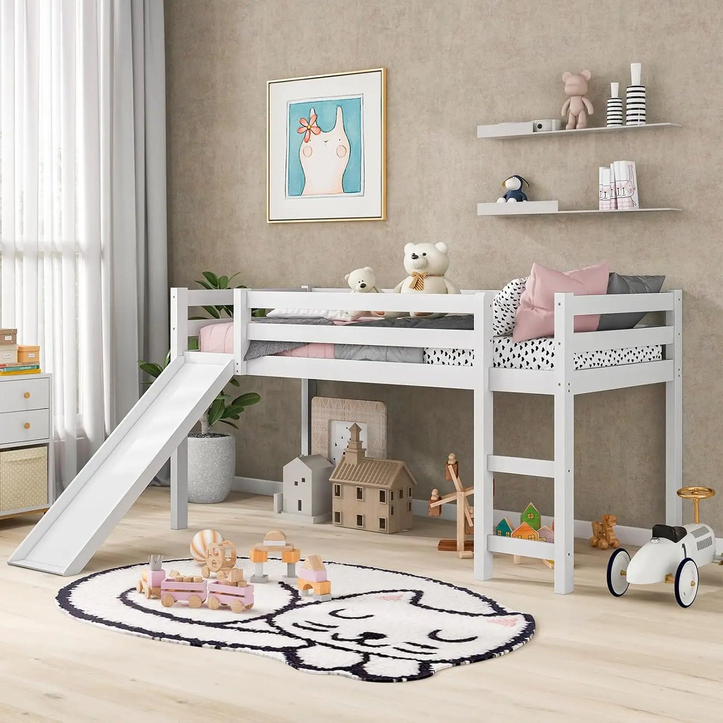Twin Loft Bed with Slide