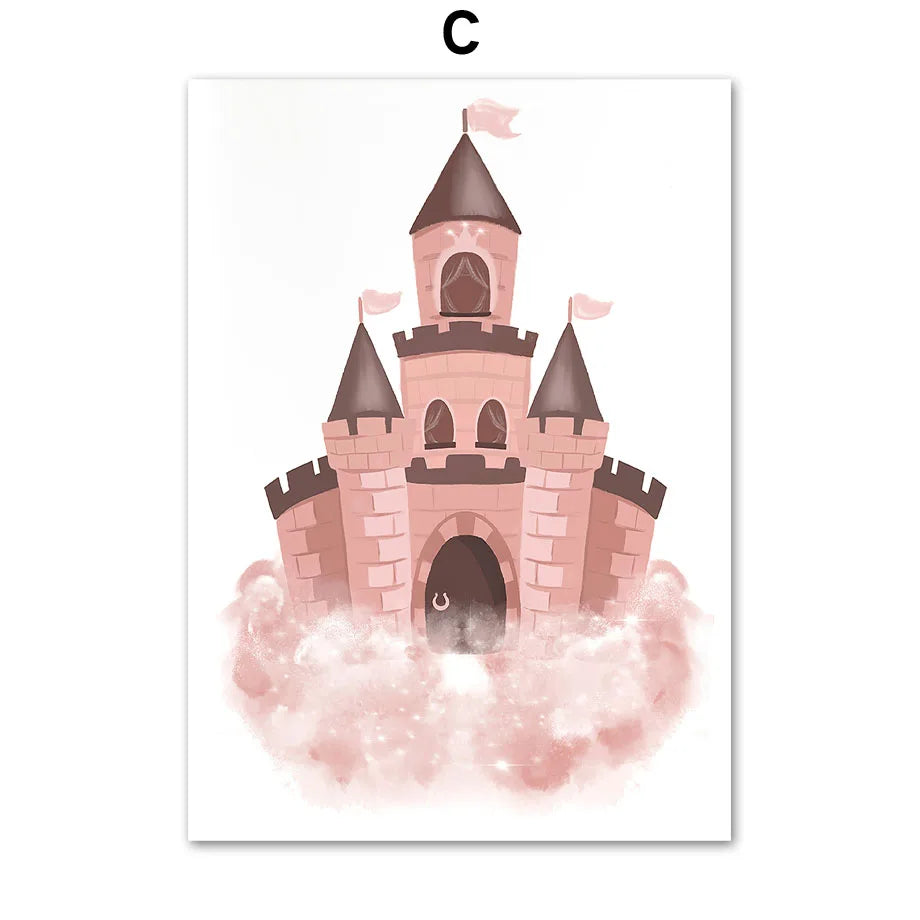 Black Cute Girl Ballet Castle Crown Wall Art Canvas Painting Nordic Posters And Prints Wall Pictures Baby Kids Room Decor