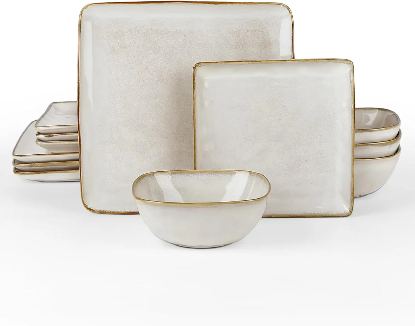 Ocean Square 12-Piece Kitchen Plates and Bowls Sets