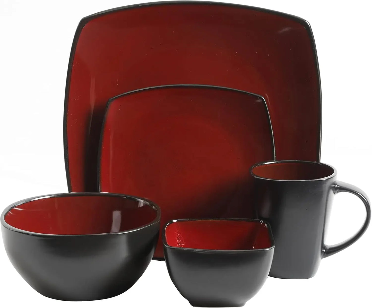 Square Reactive Glaze Stoneware Dinnerware Set