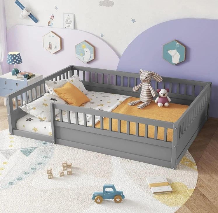 Floor Bed for 2 Kids, Montessori Bed Frame