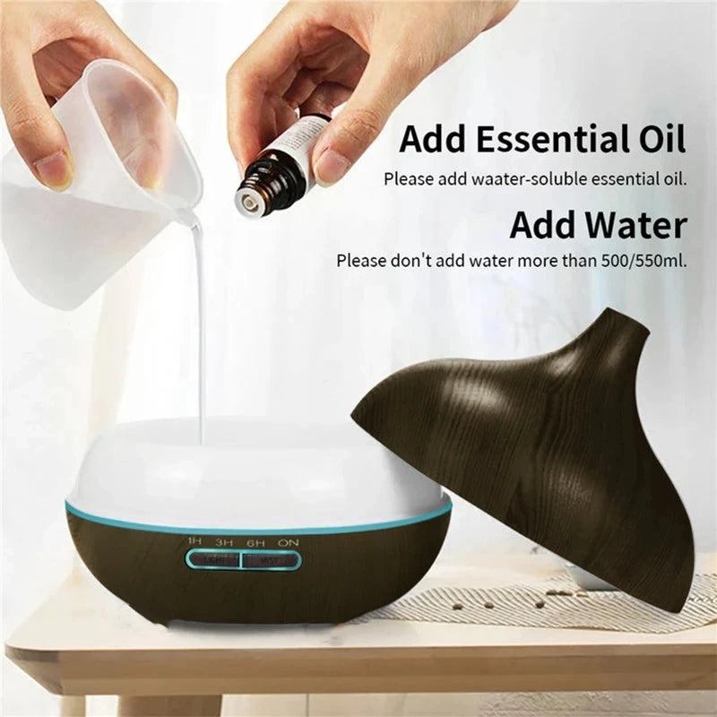 550ml Essential Oil Diffuser with 7 Color LED Lights & Remote Control