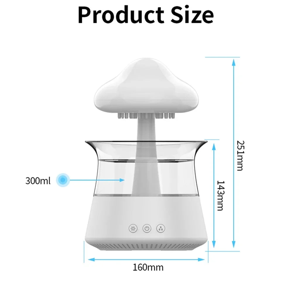 Mushroom Rain Air Humidifier Rain Cloud Design Colorful Night Light