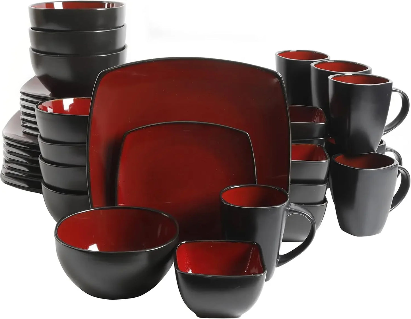 Square Reactive Glaze Stoneware Dinnerware Set