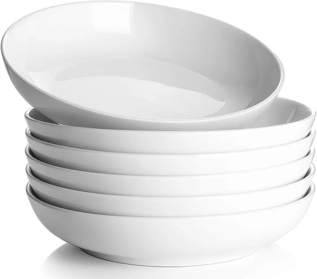 White Porcelain Pasta, Salad, and Soup Bowls