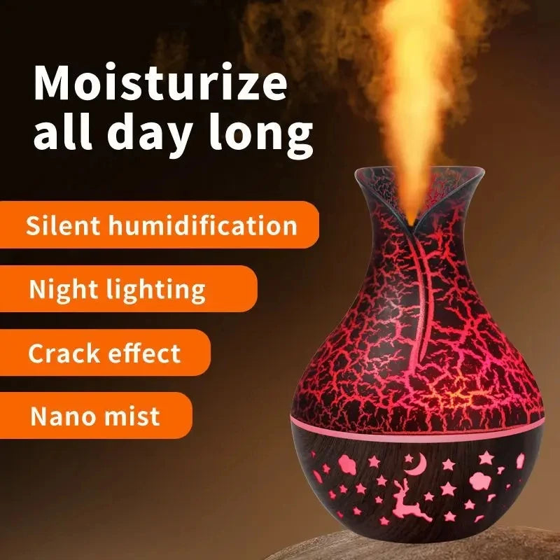 7 Colors Cracked Vase Air Humidifier Diffuser