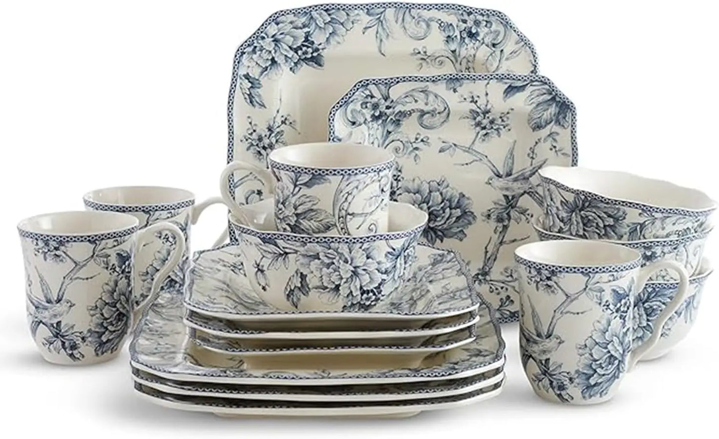 White and Grey Porcelain Dinnerware Set