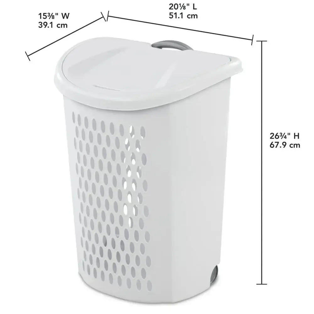 Large Wheeled Laundry Hamper with Retractable Hand