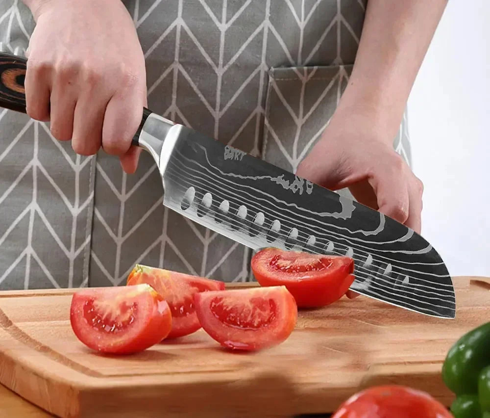 Professional Damascus Kitchen Knives Set.