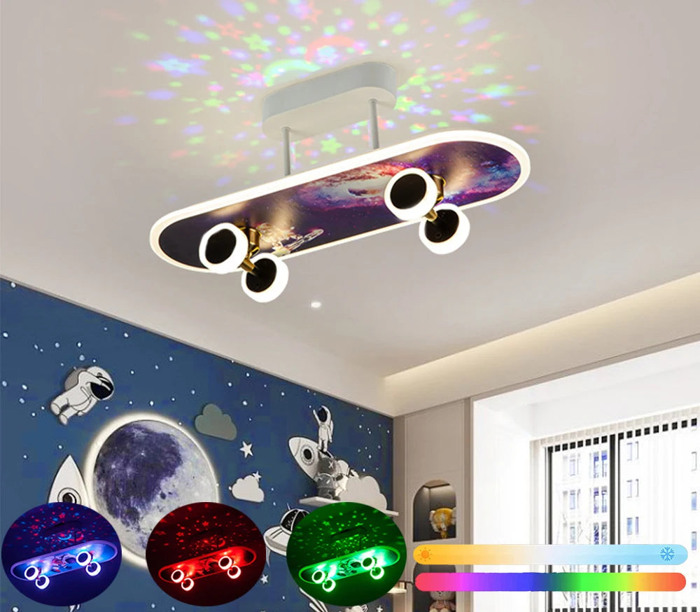 Kids Bedroom Skateboard Ceiling Light