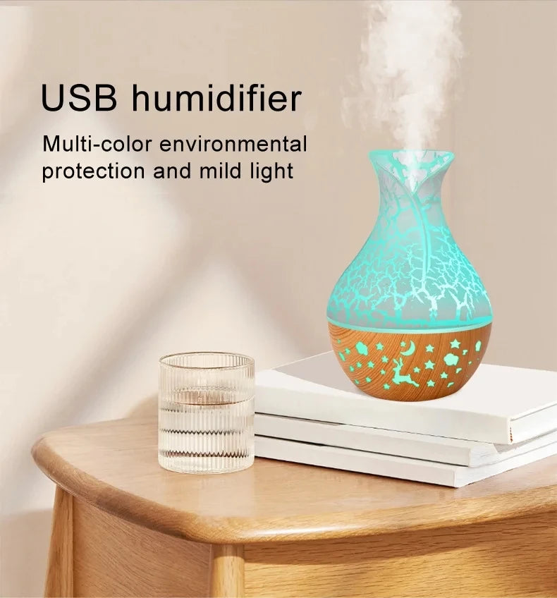 7 Colors Cracked Vase Air Humidifier Diffuser