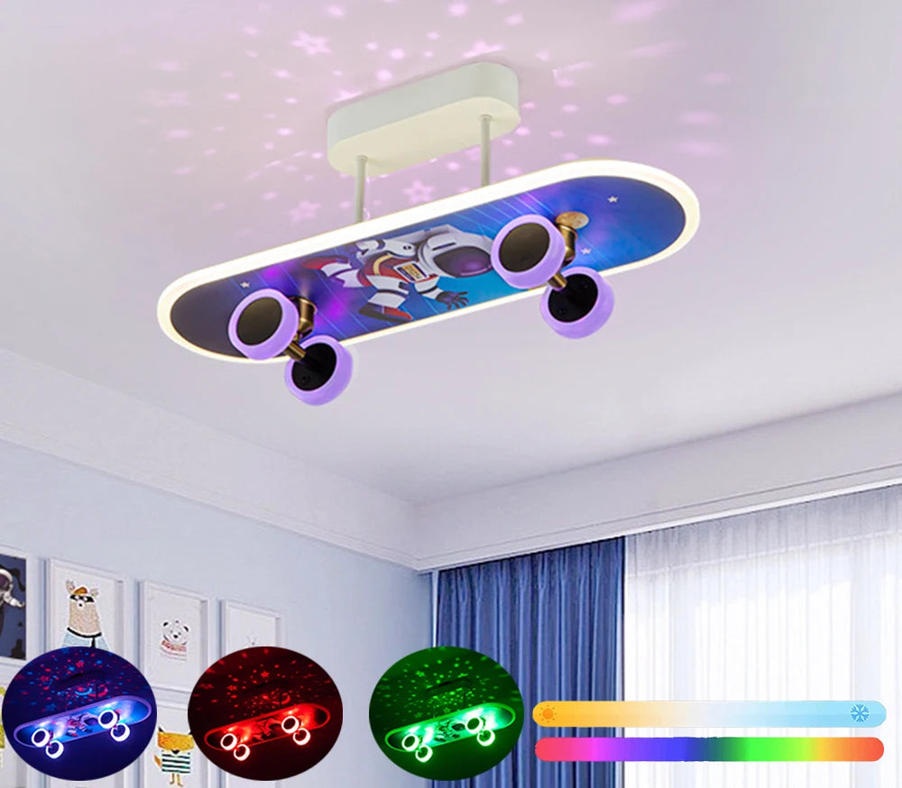 Kids Bedroom Skateboard Ceiling Light