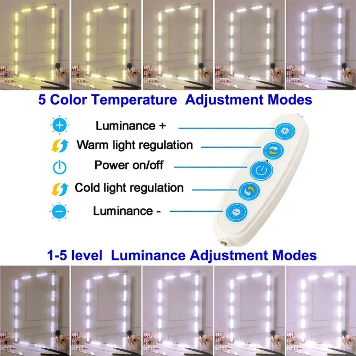Dimmable LED Vanity Light Makeup Mirror
