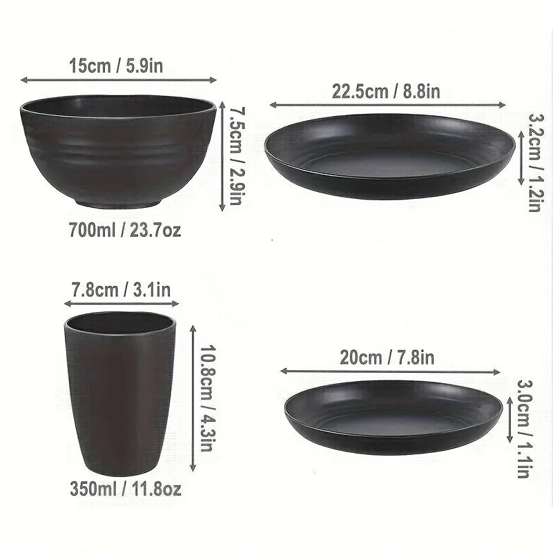 16/32pcs Tableware Set, Include Plates, Bowls Cups