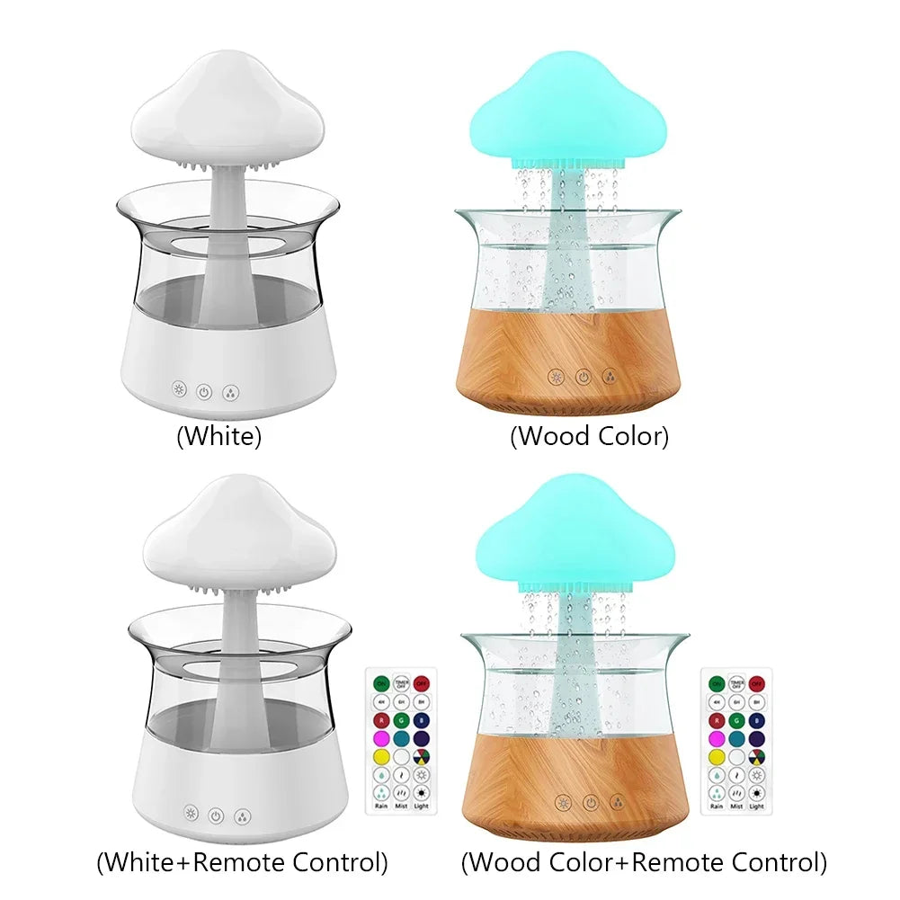 Mushroom Rain Air Humidifier Rain Cloud Design Colorful Night Light