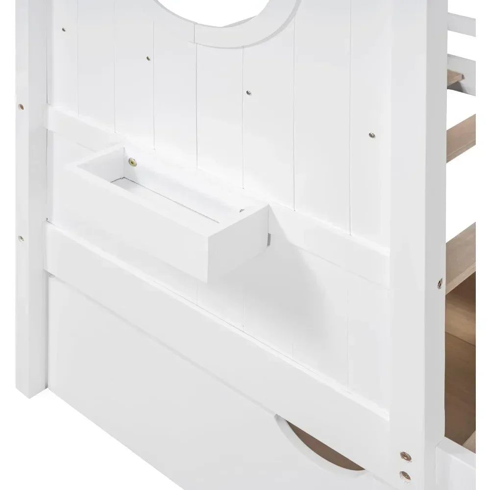 Twin House Bed with Storage Drawers & Bookcase