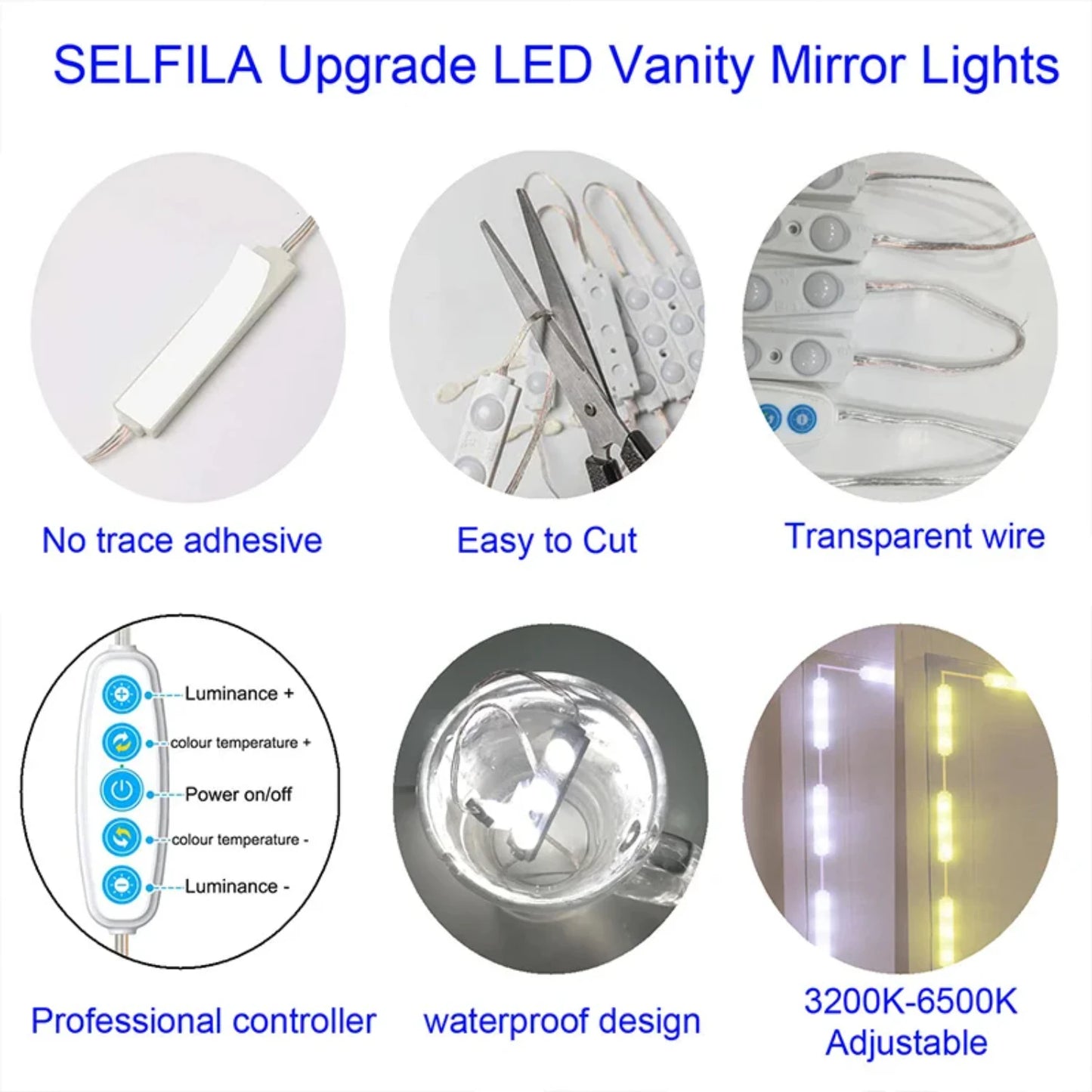 Dimmable LED Vanity Light Makeup Mirror
