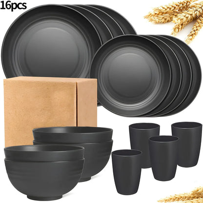 16/32pcs Tableware Set, Include Plates, Bowls Cups