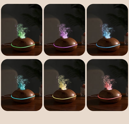 7 colores Fire Flame Wood grain aromatherapy Diffuser