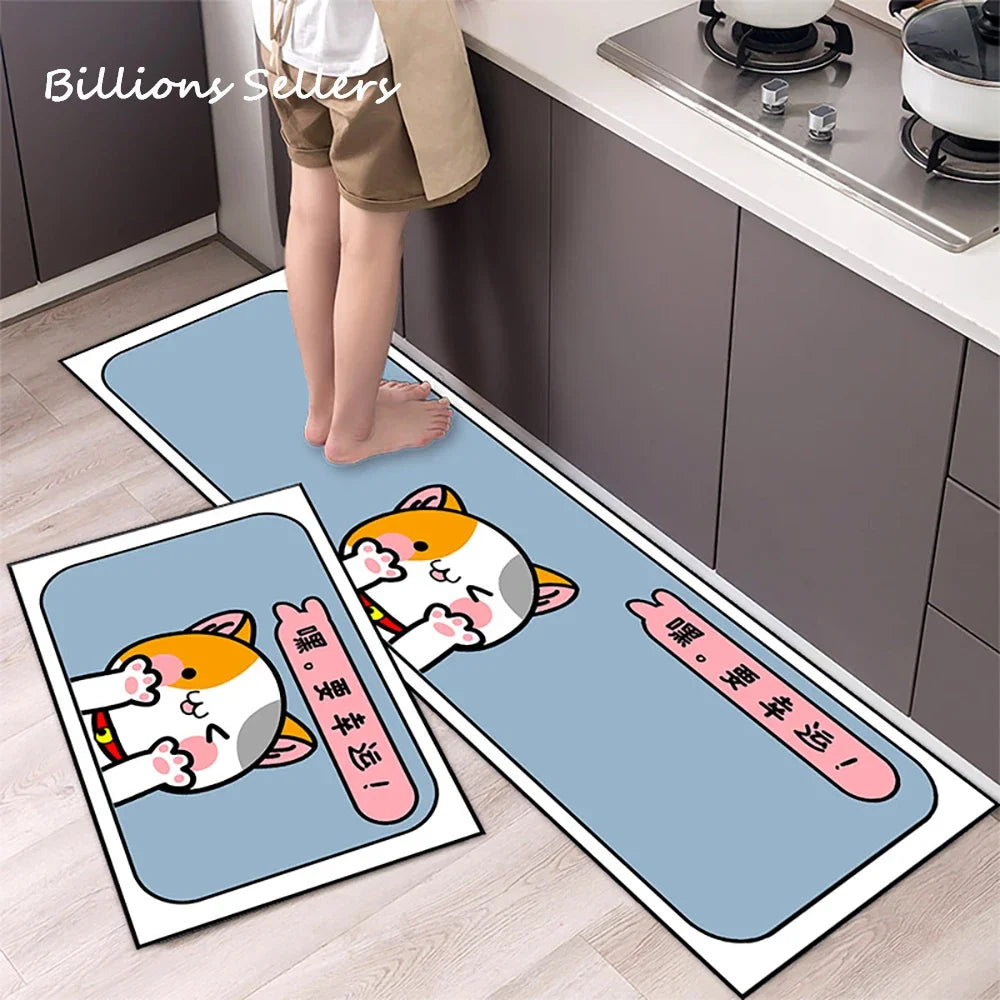 Long Kitchen Carpet for Floor Home Entrance Doormat Bedroom Living Room Decor Bedside Rug Hallway Balcony Bathroom Anti-Slip Mat