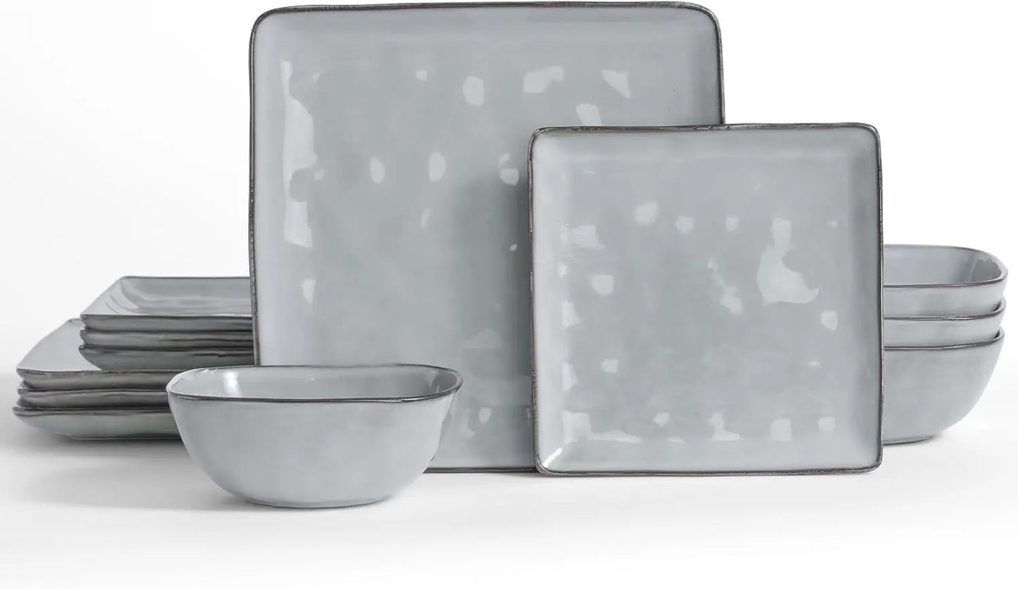 Ocean Square 12-Piece Kitchen Plates and Bowls Sets