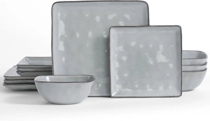 Ocean Square 12-Piece Kitchen Plates and Bowls Sets