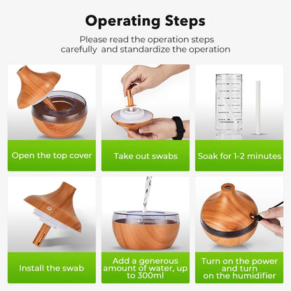 Essential Aroma Oil Diffuser Ultrasonic Wood Grain Humidifier