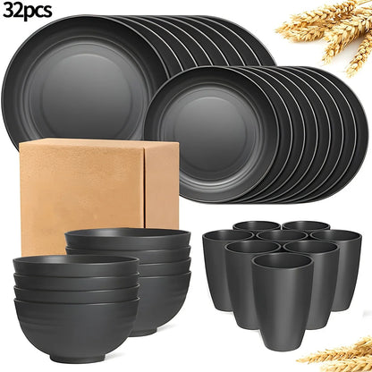 16/32pcs Tableware Set, Include Plates, Bowls Cups