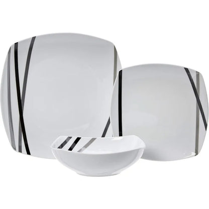 18 Piece Kitchen Dinnerware Set - Square Plates, Bowls