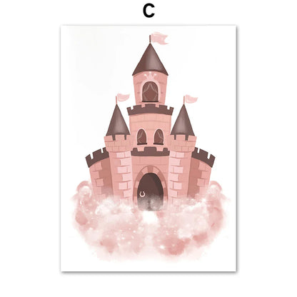 Black Cute Girl Ballet Castle Crown Wall Art Canvas Painting Nordic Posters And Prints Wall Pictures Baby Kids Room Decor