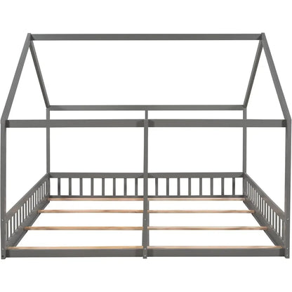 Double Twin Size Shared Bed with Fence Railings,House