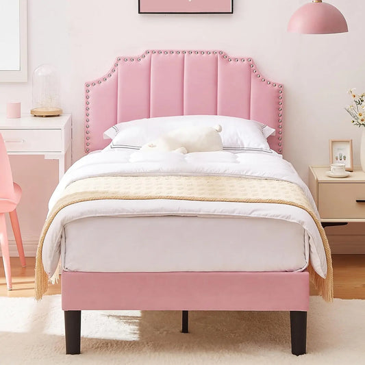 Twin Upholstered Platform Bed Frame