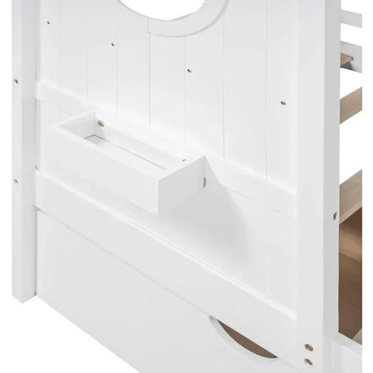 Twin House Bed with Storage Drawers & Bookcase
